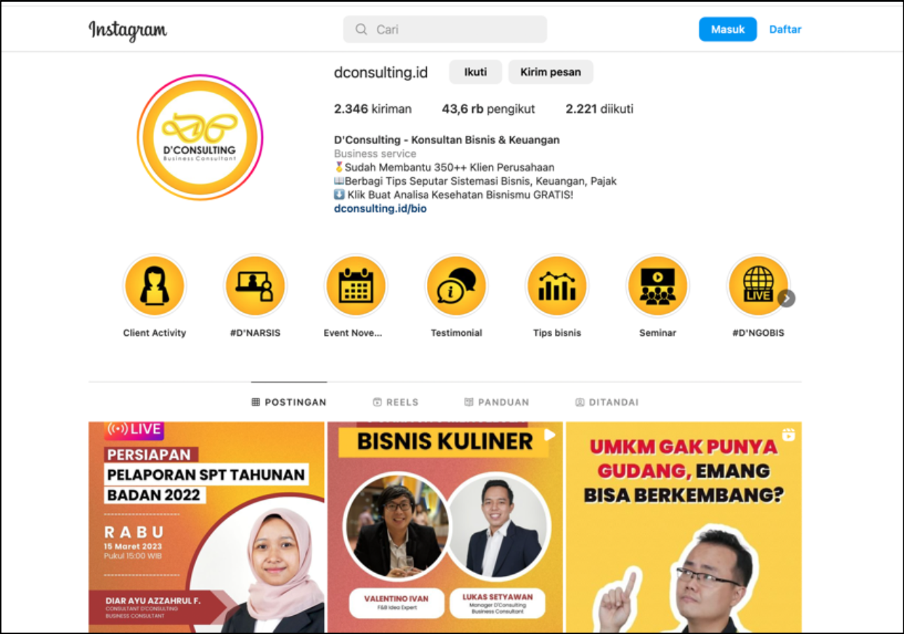 Akun instagram dconsulting.id