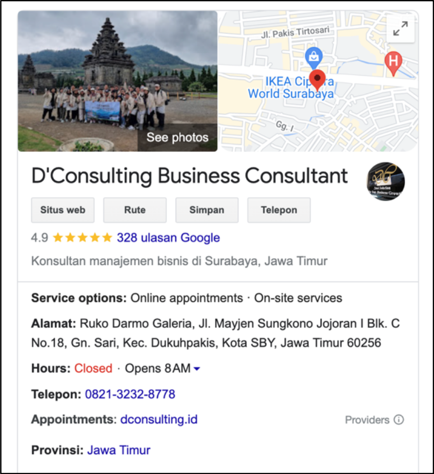 Akun Google Business dconsulting.id